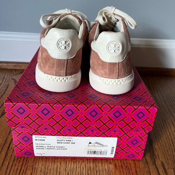 Tory Burch NWT Howell Ruffle Court Shoe Suede / Nappa Leather Size 9 - Picture 10 of 13